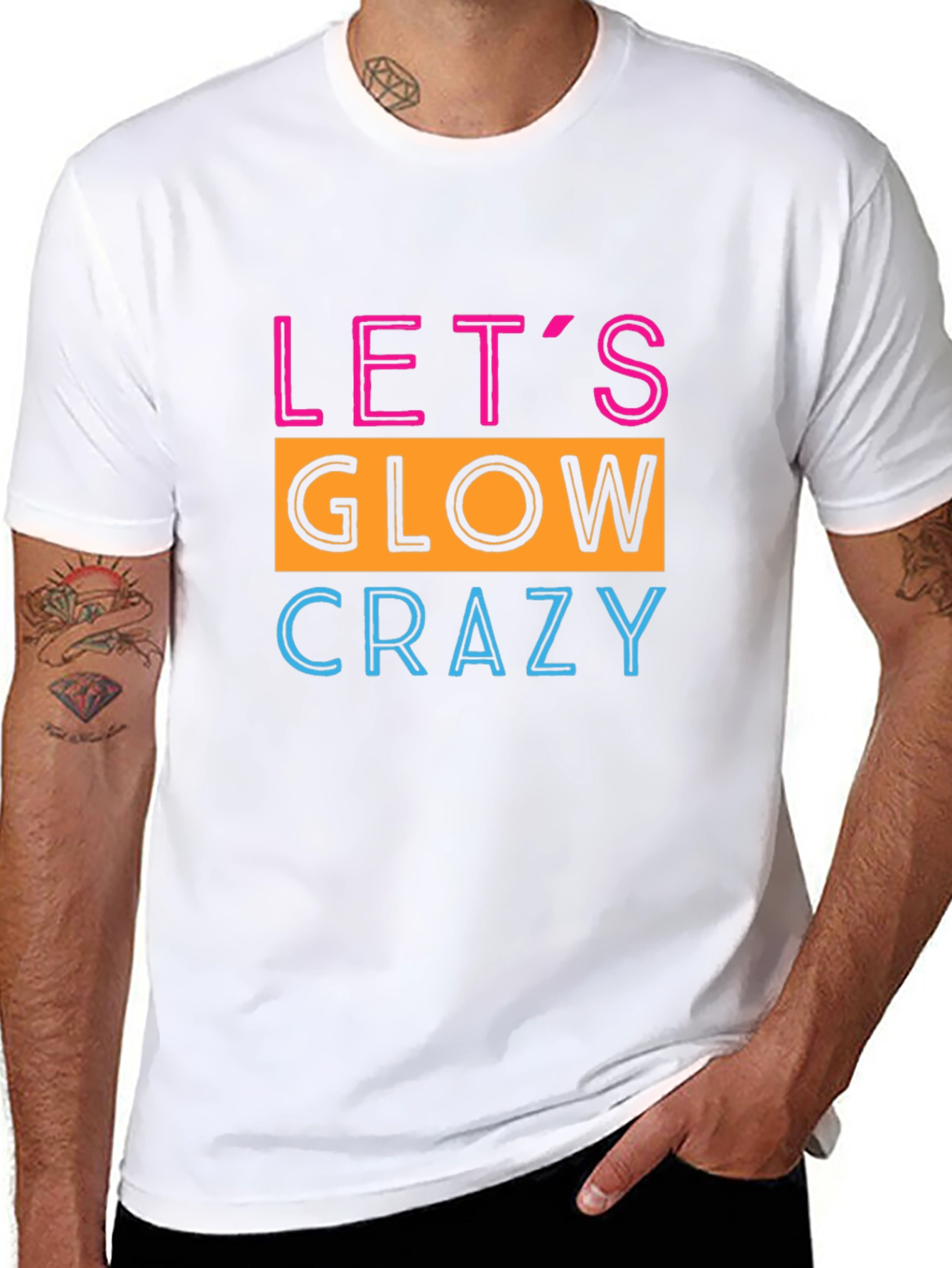 Camiseta Negra con Diseño Neón Lets Glow Crazy