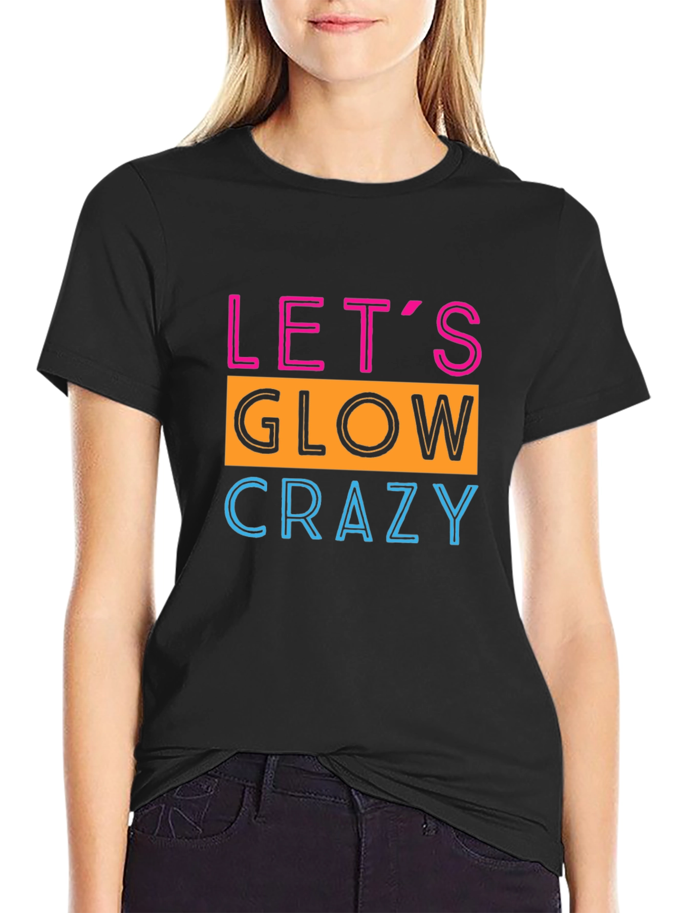 Camiseta Negra con Diseño Neón Lets Glow Crazy