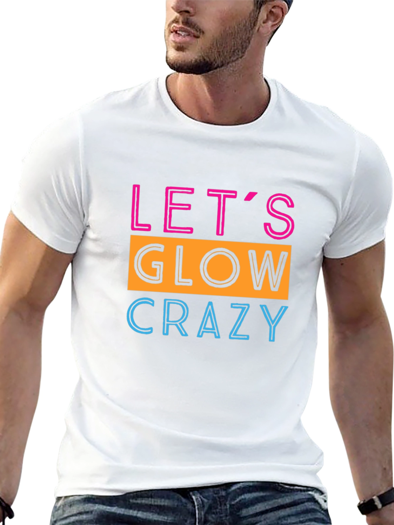 Camiseta Negra con Diseño Neón Lets Glow Crazy