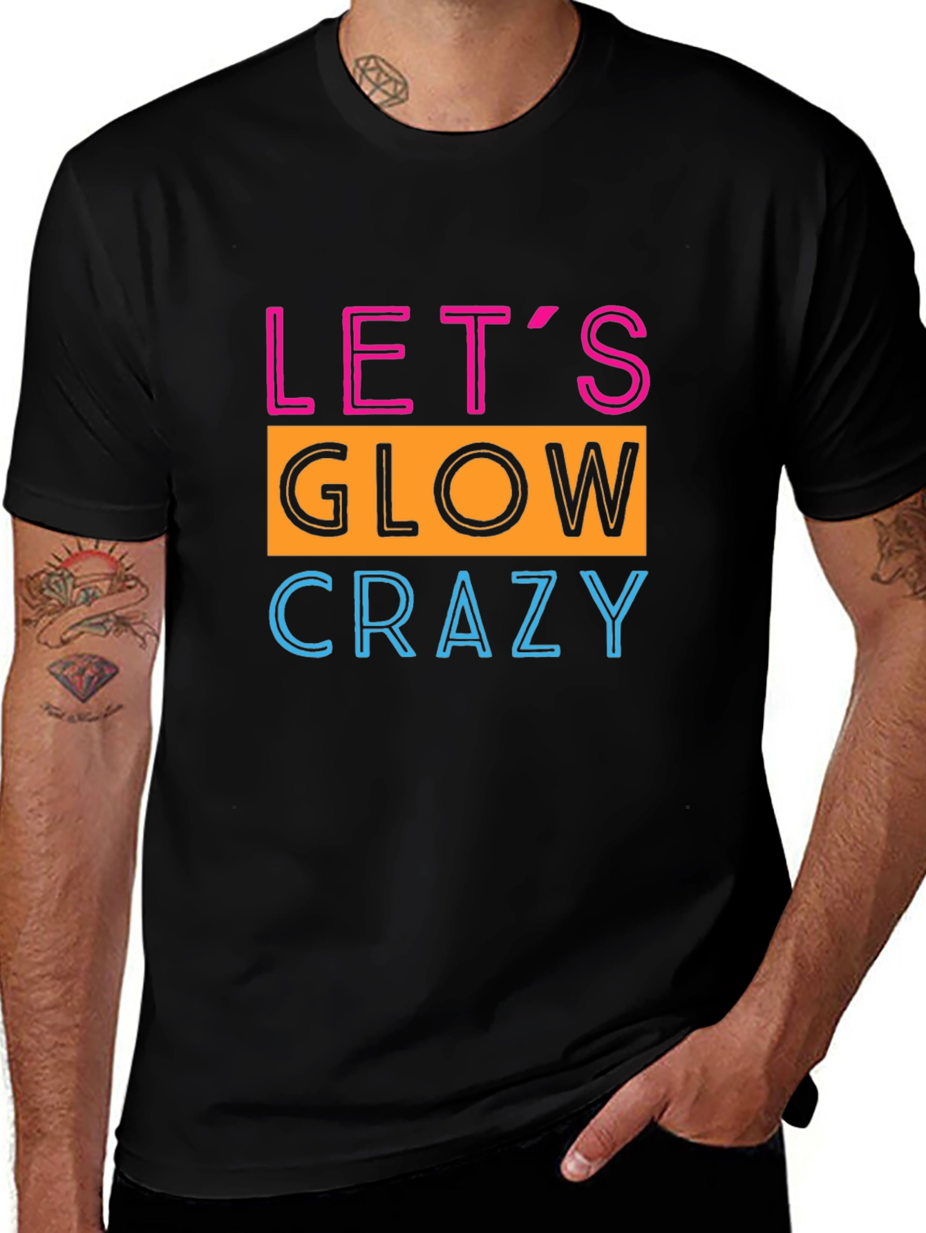 Camiseta Negra con Diseño Neón Lets Glow Crazy