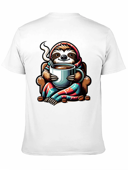Camiseta con Diseño de Oso Perezoso y Café