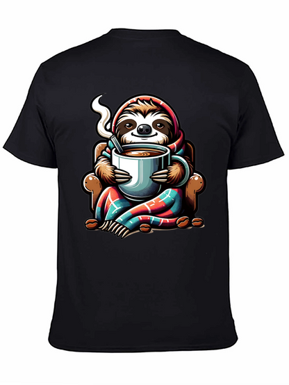 Camiseta con Diseño de Oso Perezoso y Café