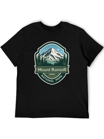 Camiseta Negra Mount Rainier National Park para Hombre