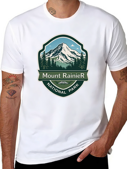 Camiseta Negra Mount Rainier National Park para Hombre
