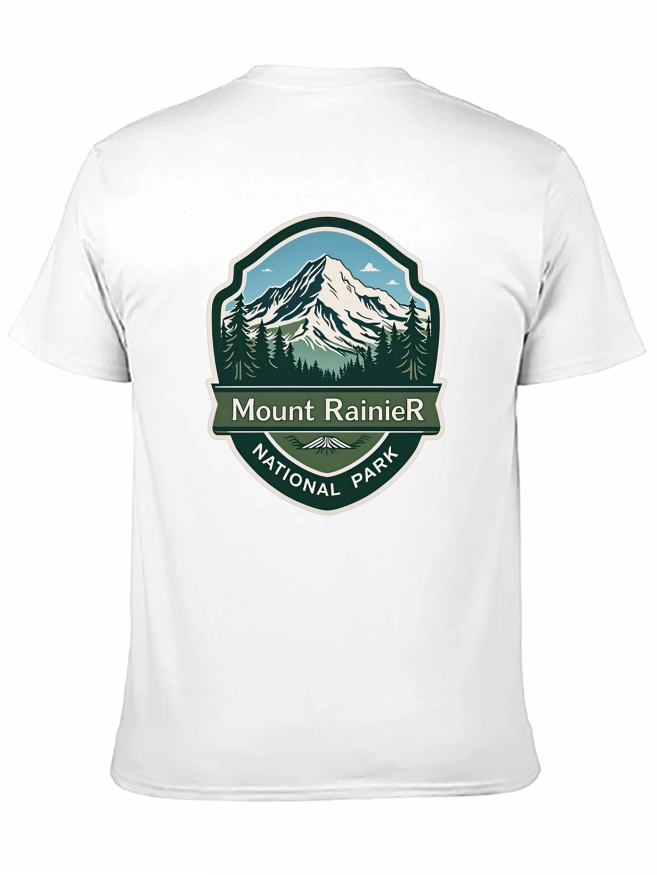 Camiseta Negra Mount Rainier National Park para Hombre