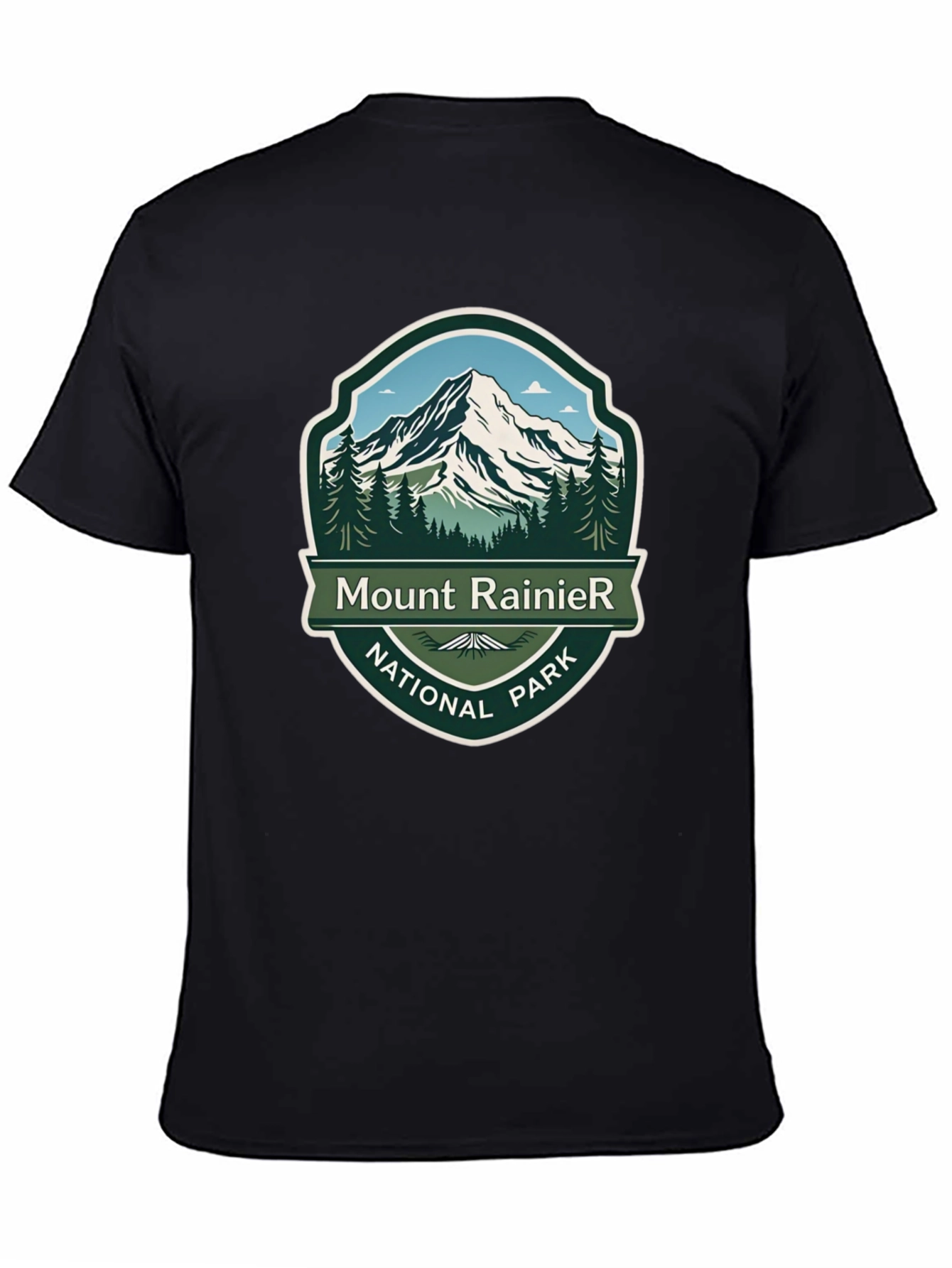 Camiseta Negra Mount Rainier National Park para Hombre