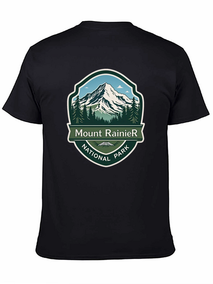 Camiseta Negra Mount Rainier National Park para Hombre