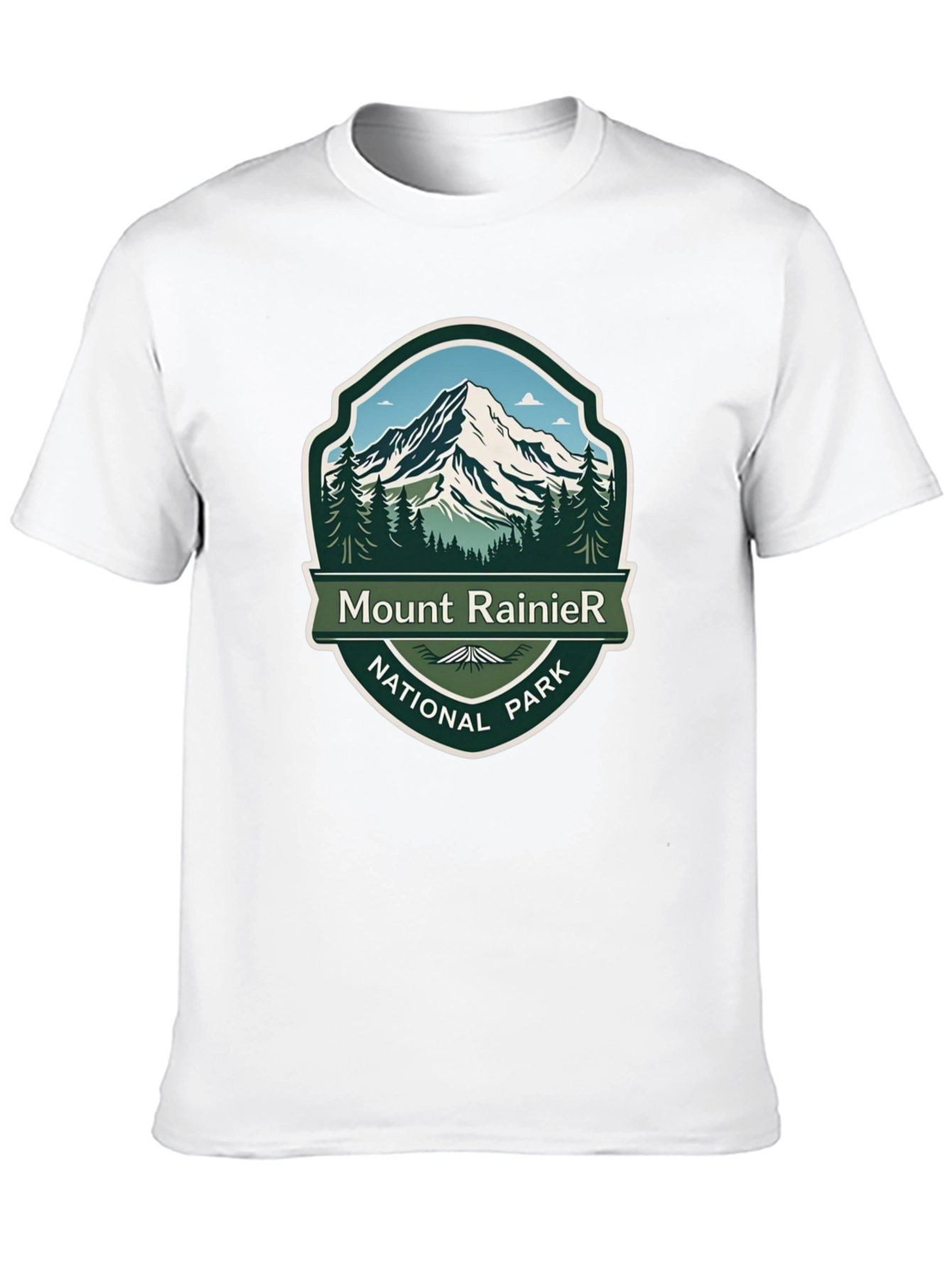 Camiseta Negra Mount Rainier National Park para Hombre