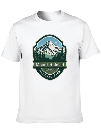 Camiseta Negra Mount Rainier National Park para Hombre