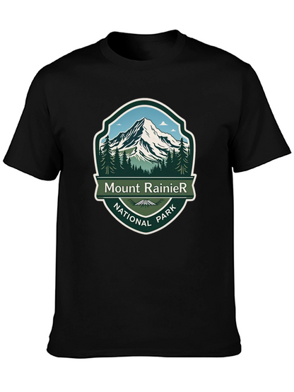 Camiseta Negra Mount Rainier National Park para Hombre