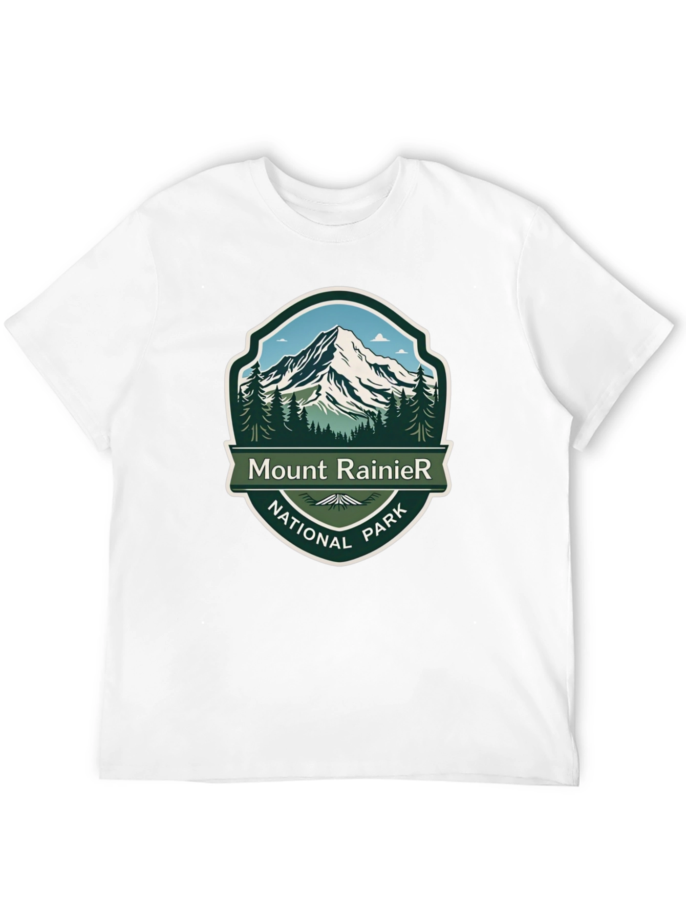Camiseta Negra Mount Rainier National Park para Hombre
