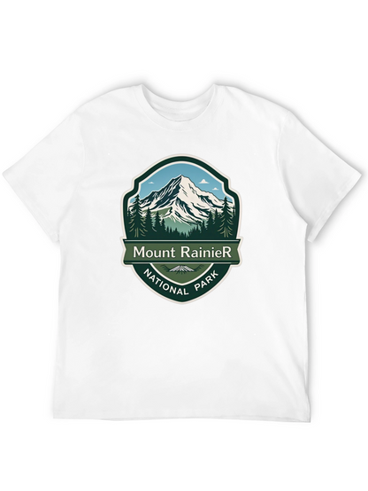 Camiseta Negra Mount Rainier National Park para Hombre