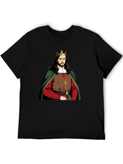 Camiseta Negra con Diseño de Rey Medieval