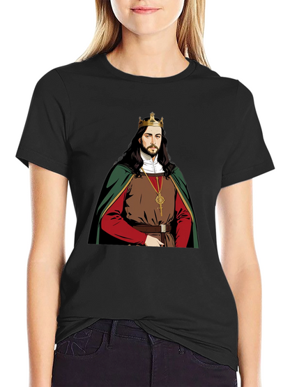 Camiseta Negra con Diseño de Rey Medieval