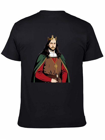 Camiseta Negra con Diseño de Rey Medieval