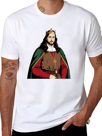Camiseta Negra con Diseño de Rey Medieval