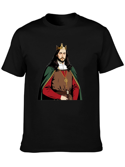 Camiseta Negra con Diseño de Rey Medieval
