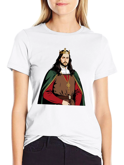 Camiseta Negra con Diseño de Rey Medieval