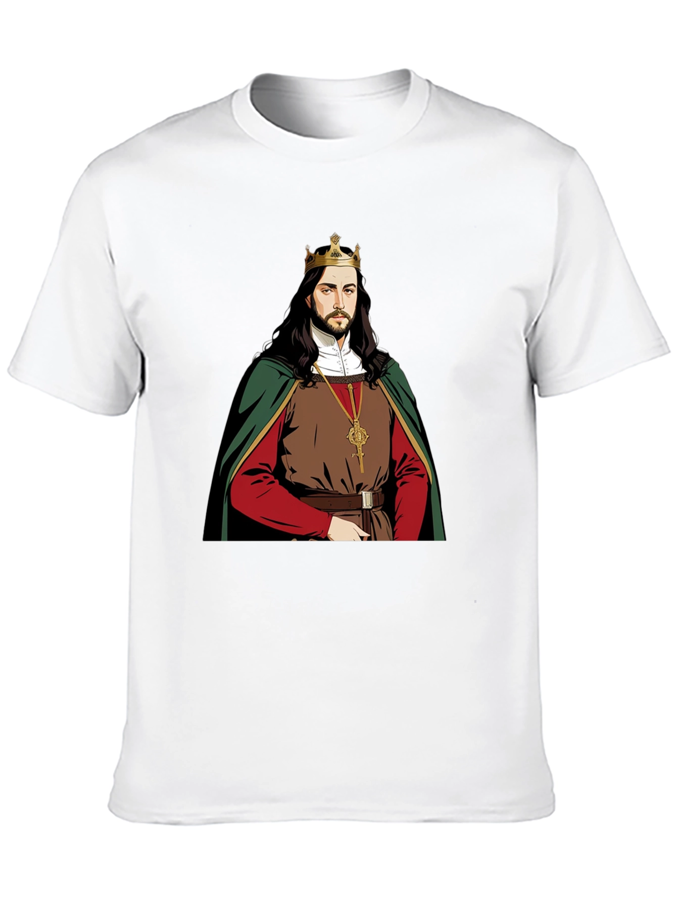 Camiseta Negra con Diseño de Rey Medieval