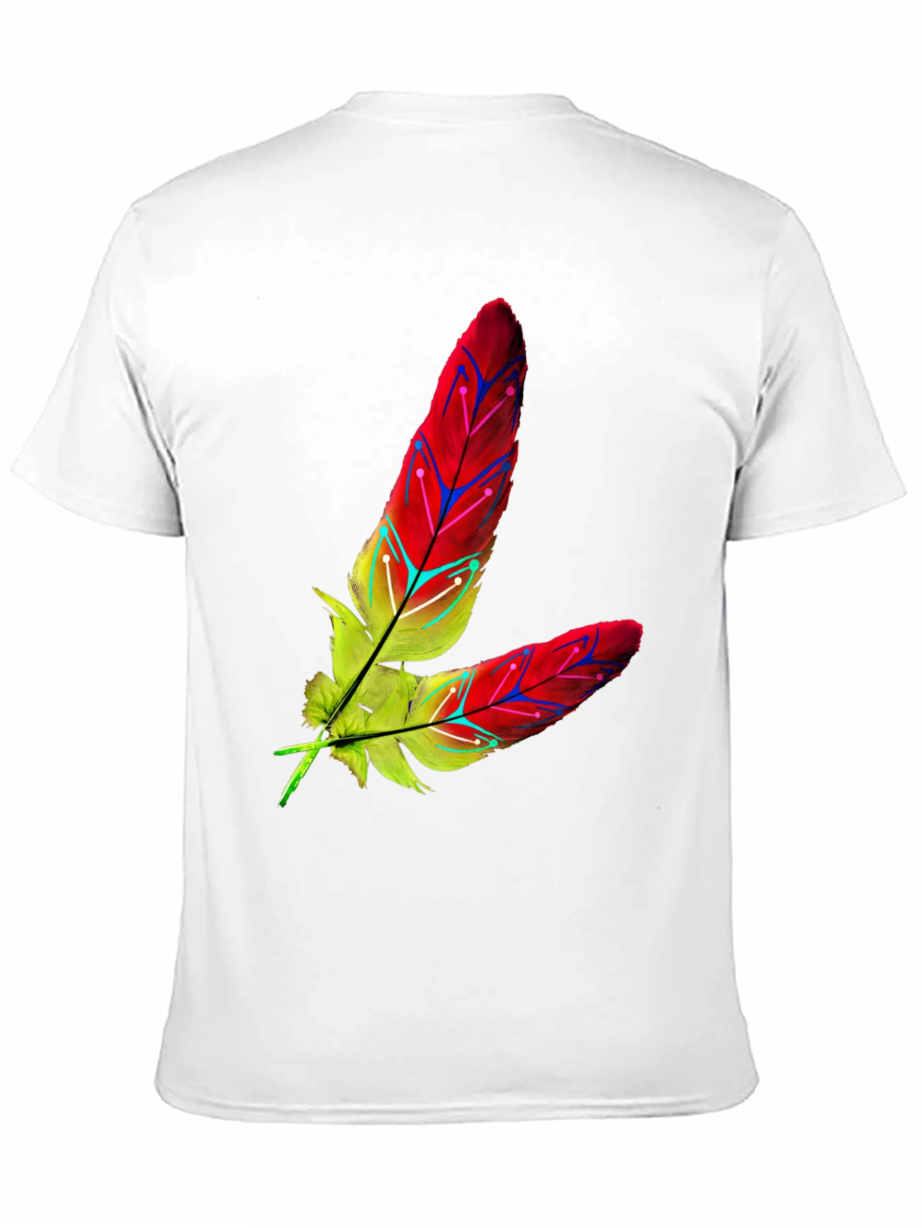 Camiseta Negra con Diseño de Plumas Abstractas