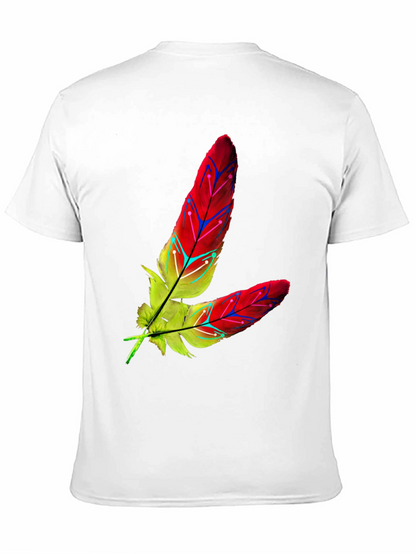 Camiseta Negra con Diseño de Plumas Abstractas