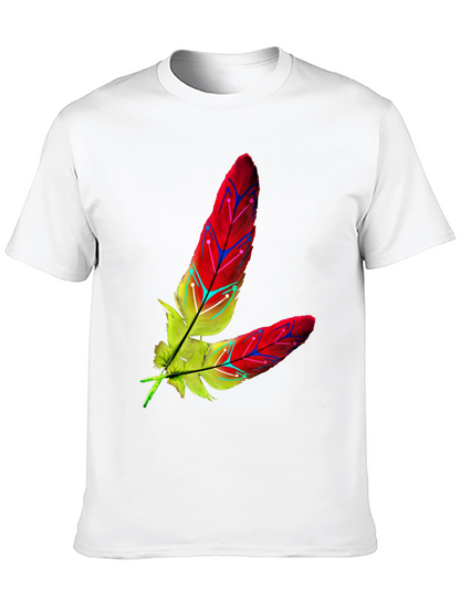 Camiseta Negra con Diseño de Plumas Abstractas