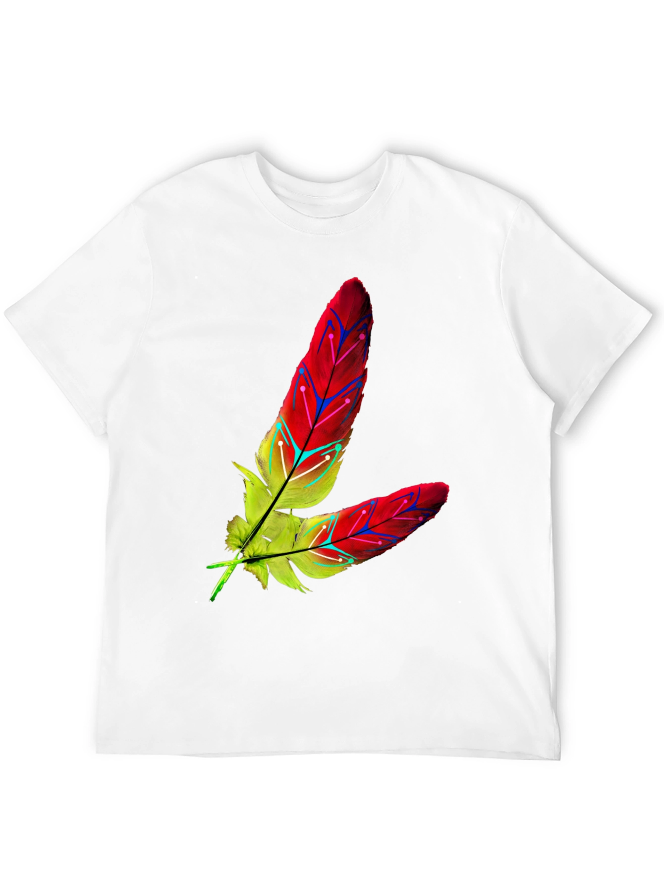 Camiseta Negra con Diseño de Plumas Abstractas
