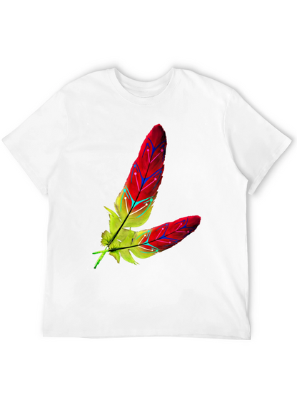 Camiseta Negra con Diseño de Plumas Abstractas