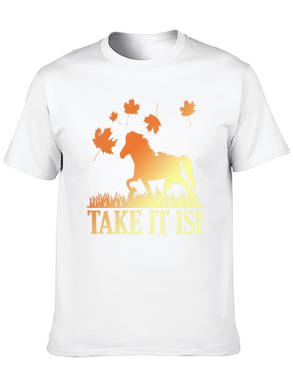 Camiseta Hombre Diseño Caballo Otoñal