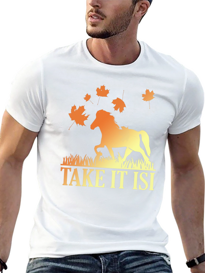 Camiseta Hombre Diseño Caballo Otoñal
