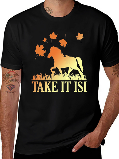 Camiseta Hombre Diseño Caballo Otoñal