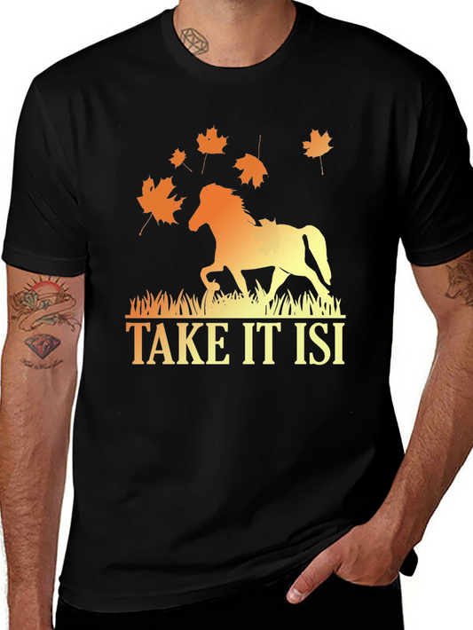 Camiseta Hombre Diseño Caballo Otoñal