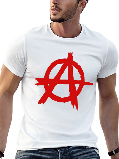 Camiseta Negra con Símbolo Anarquista Rojo