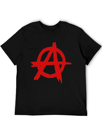 Camiseta Negra con Símbolo Anarquista Rojo