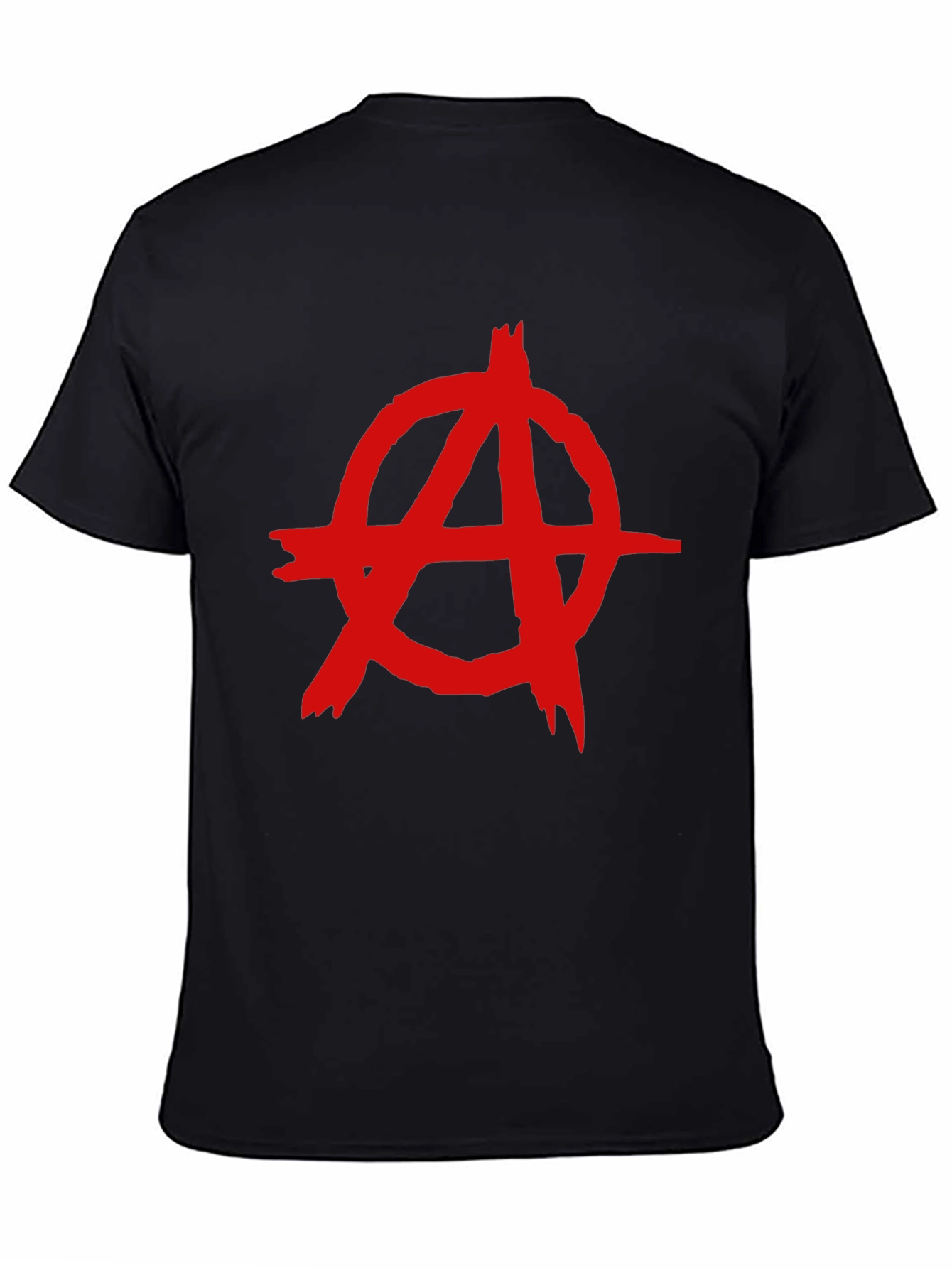 Camiseta Negra con Símbolo Anarquista Rojo