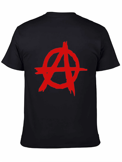 Camiseta Negra con Símbolo Anarquista Rojo