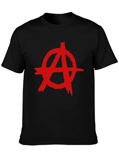 Camiseta Negra con Símbolo Anarquista Rojo