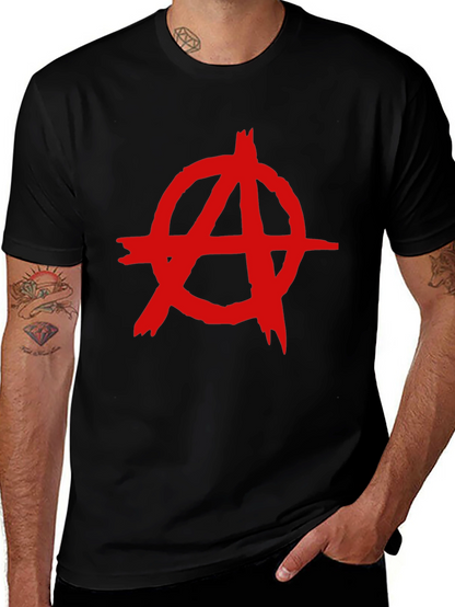 Camiseta Negra con Símbolo Anarquista Rojo