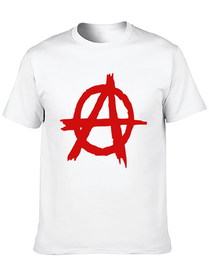 Camiseta Negra con Símbolo Anarquista Rojo