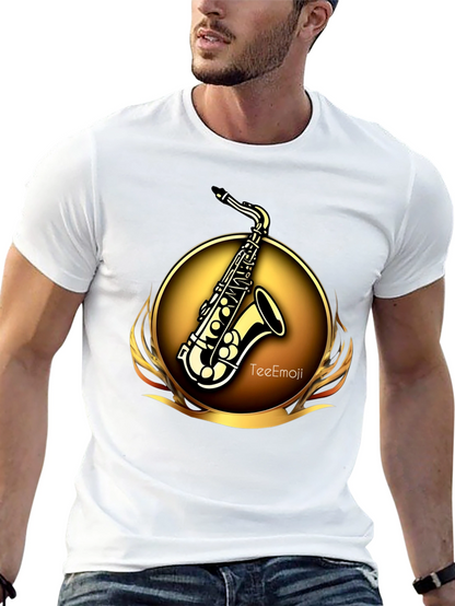 Camiseta Negra Saxofón Dorado Diseño Exclusivo
