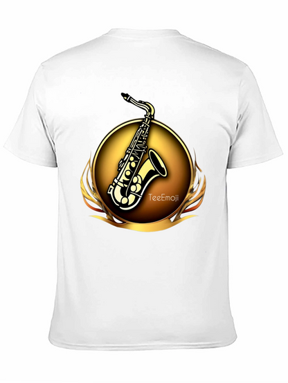 Camiseta Negra Saxofón Dorado Diseño Exclusivo