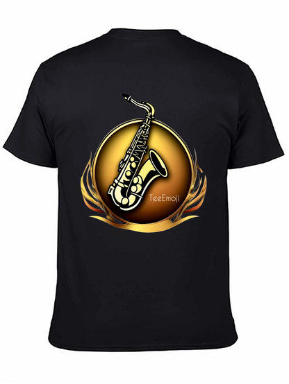 Camiseta Negra Saxofón Dorado Diseño Exclusivo