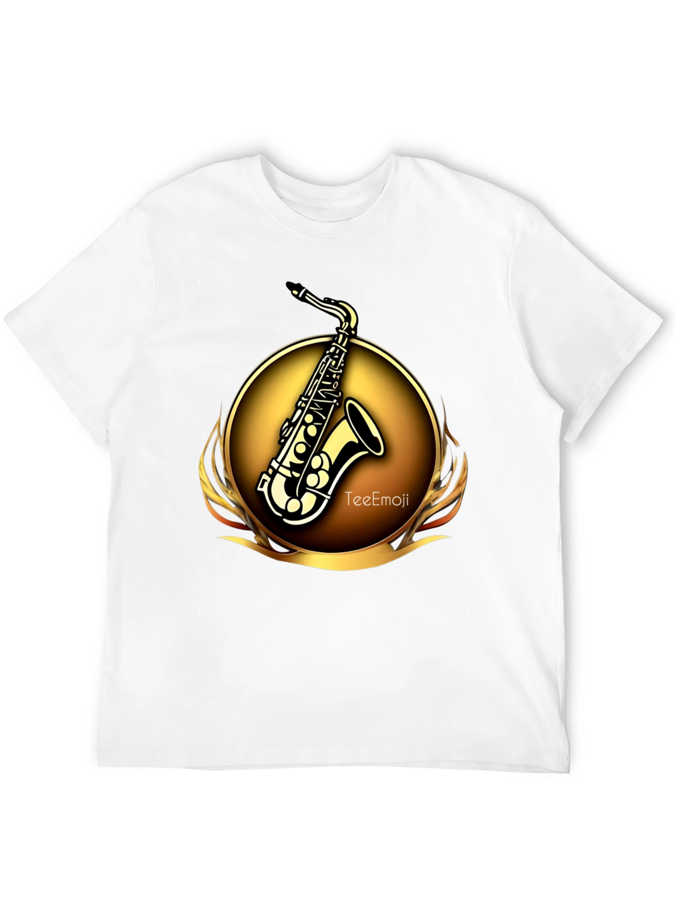 Camiseta Negra Saxofón Dorado Diseño Exclusivo