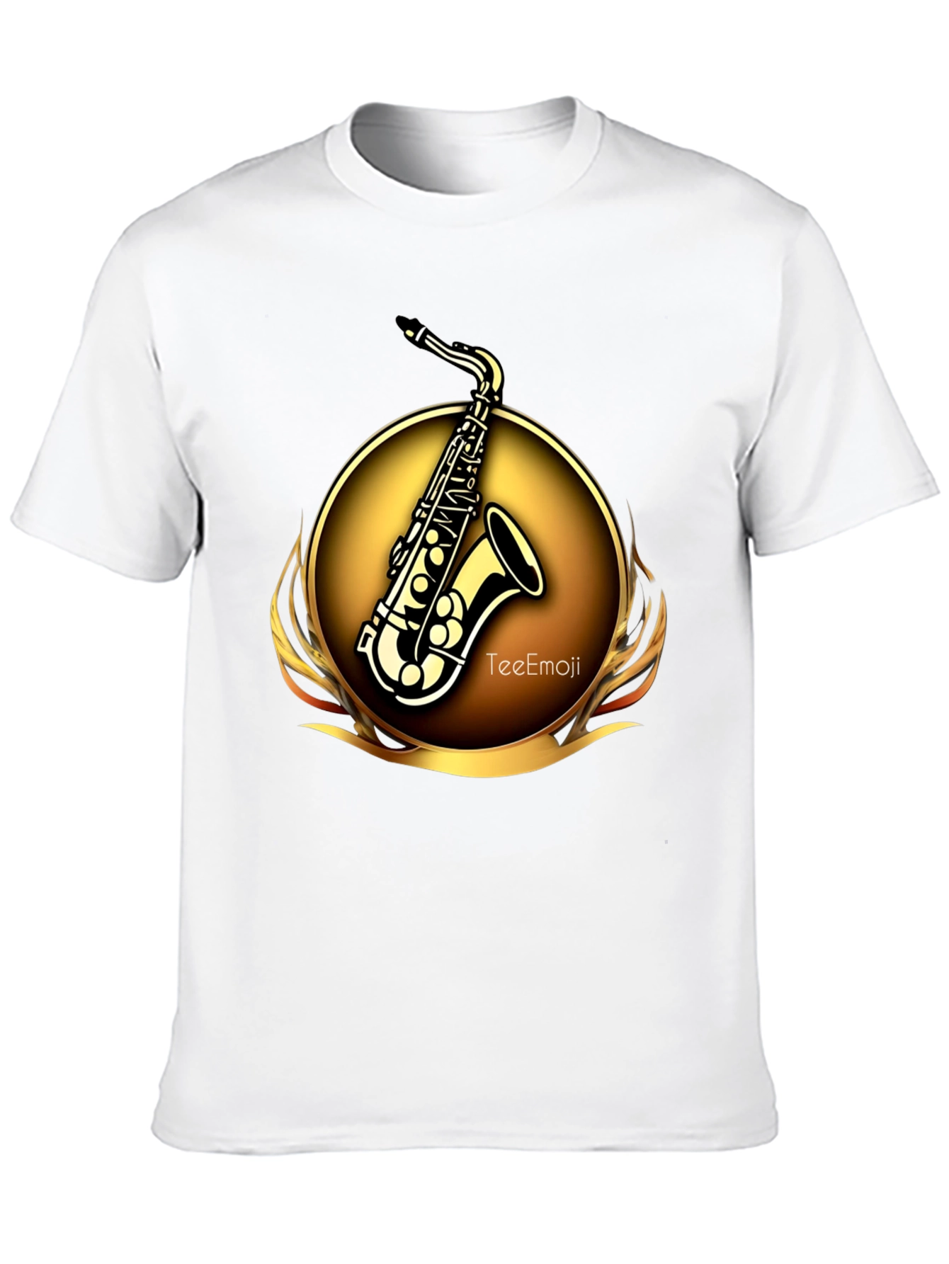 Camiseta Negra Saxofón Dorado Diseño Exclusivo