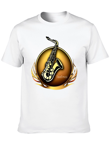 Camiseta Negra Saxofón Dorado Diseño Exclusivo