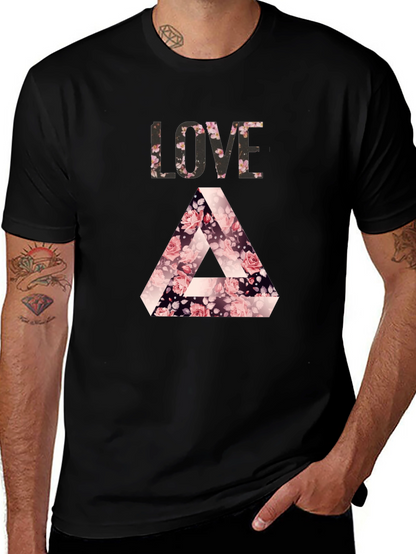 Camiseta Negra LOVE Floral Triángulo Penrose
