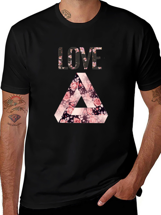 Camiseta Negra LOVE Floral Triángulo Penrose