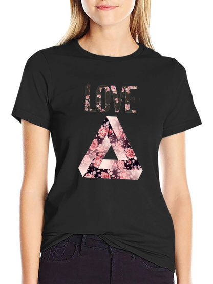 Camiseta Negra LOVE Floral Triángulo Penrose