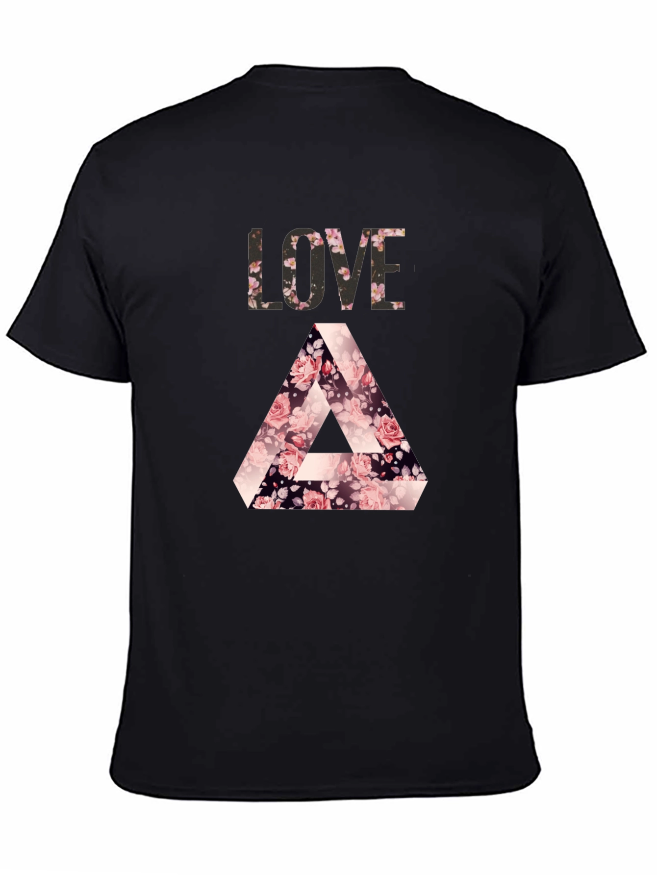 Camiseta Negra LOVE Floral Triángulo Penrose