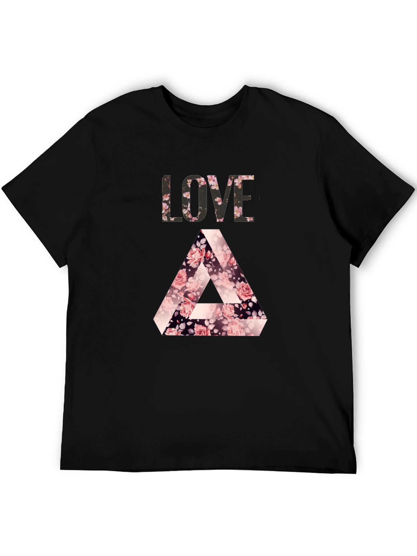 Camiseta Negra LOVE Floral Triángulo Penrose